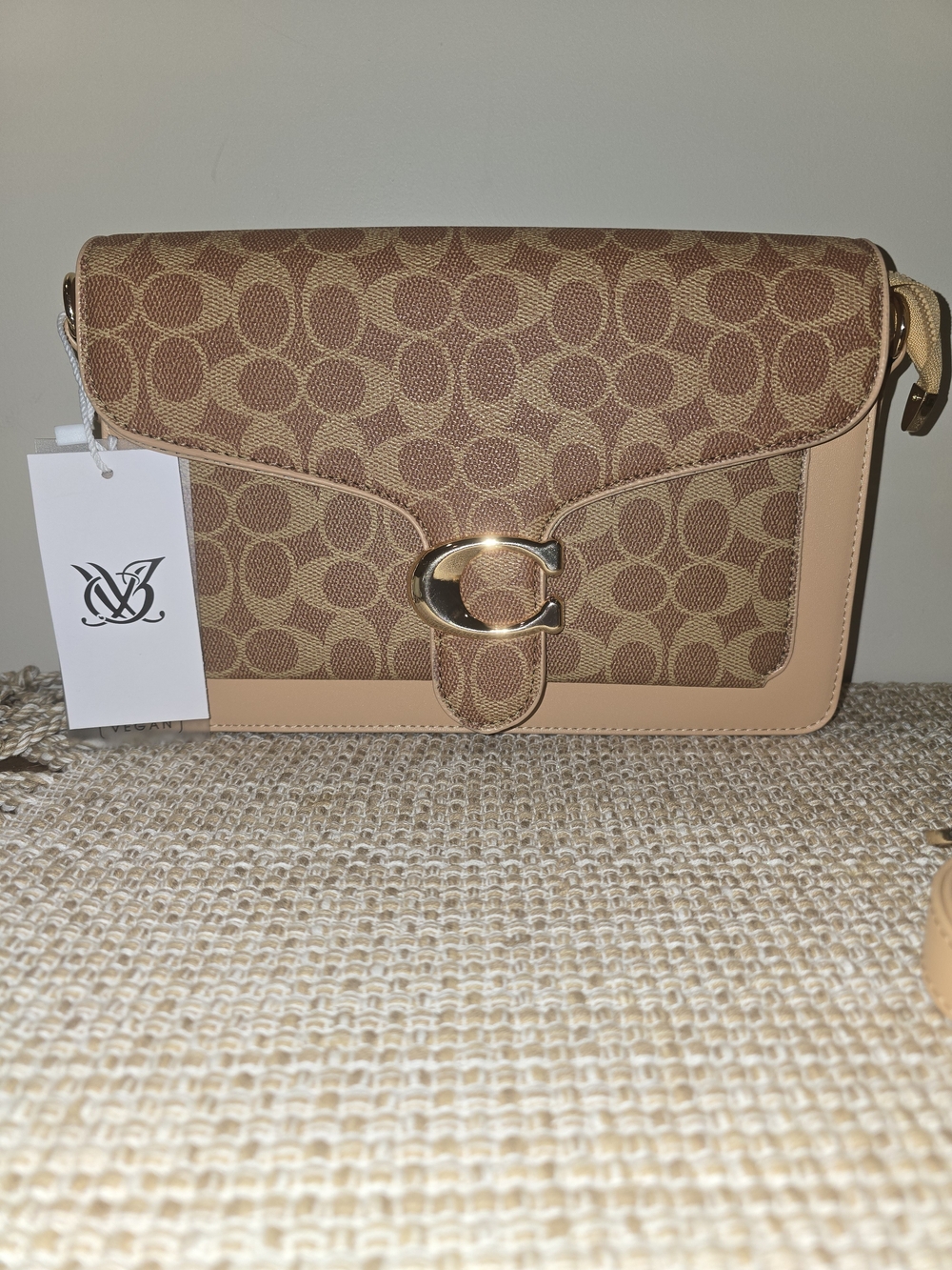 🔥 Designer Inspired Fashion Canvas/Faux Leather Shoulder Bag in Brown/Tan